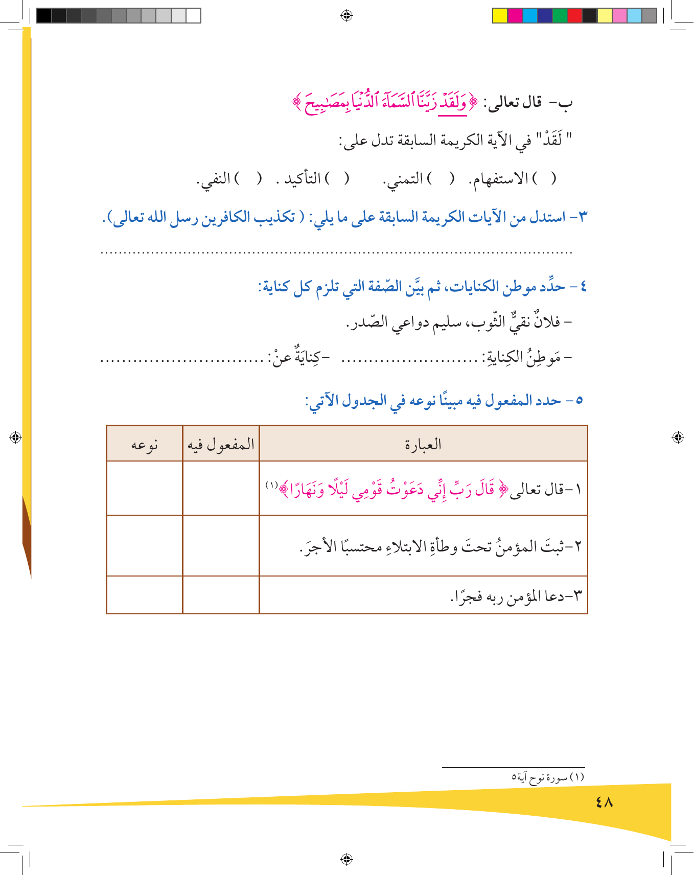 Kuwaiti Arabic Curriculum — Grade 9, Term 1 (لغتي العربية), page 49 — original page scan