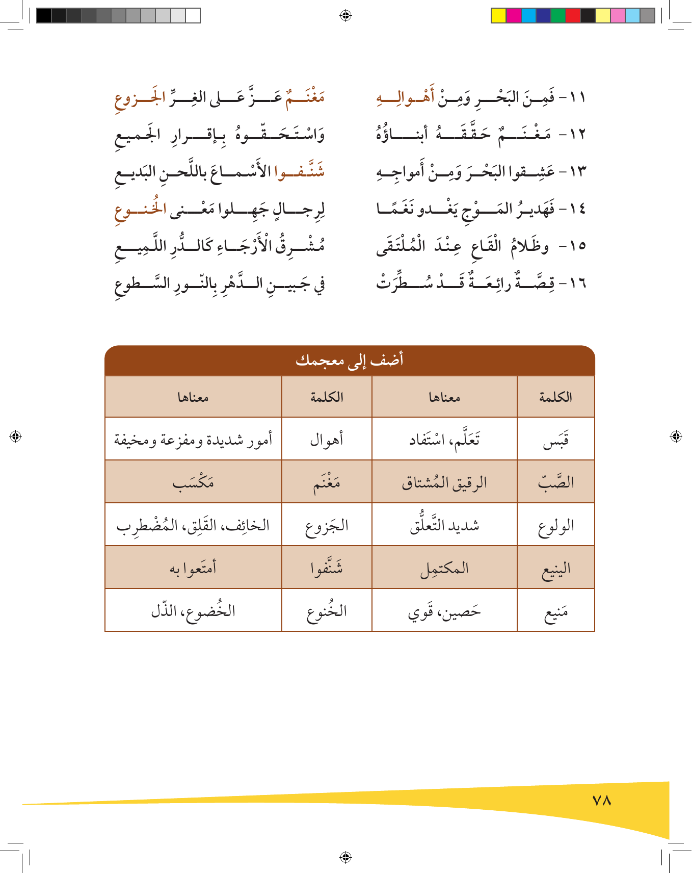 Kuwaiti Arabic Curriculum — Grade 9, Term 1 (لغتي العربية), page 79 — original page scan