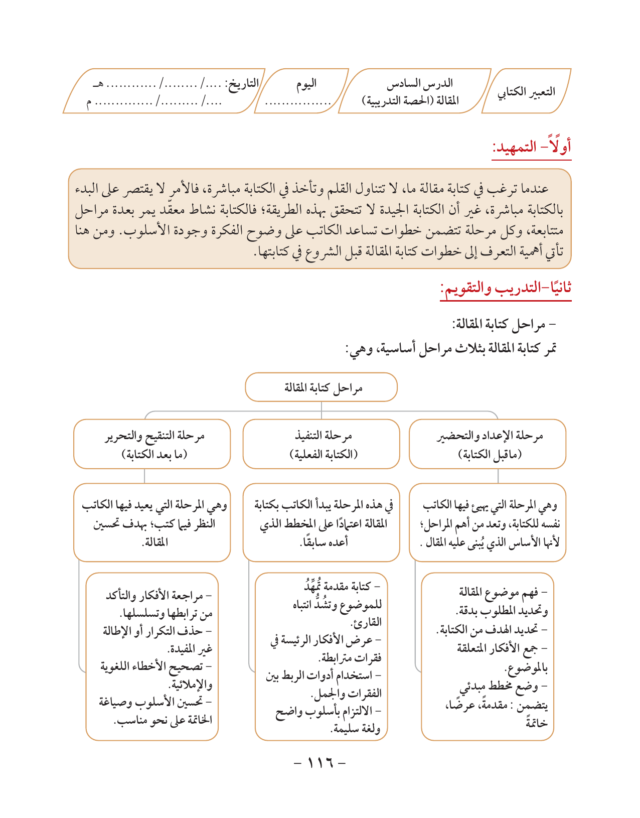 Kuwaiti Arabic Curriculum — Grade 10, Term 1 (لغتي العربية), page 117 — original page scan