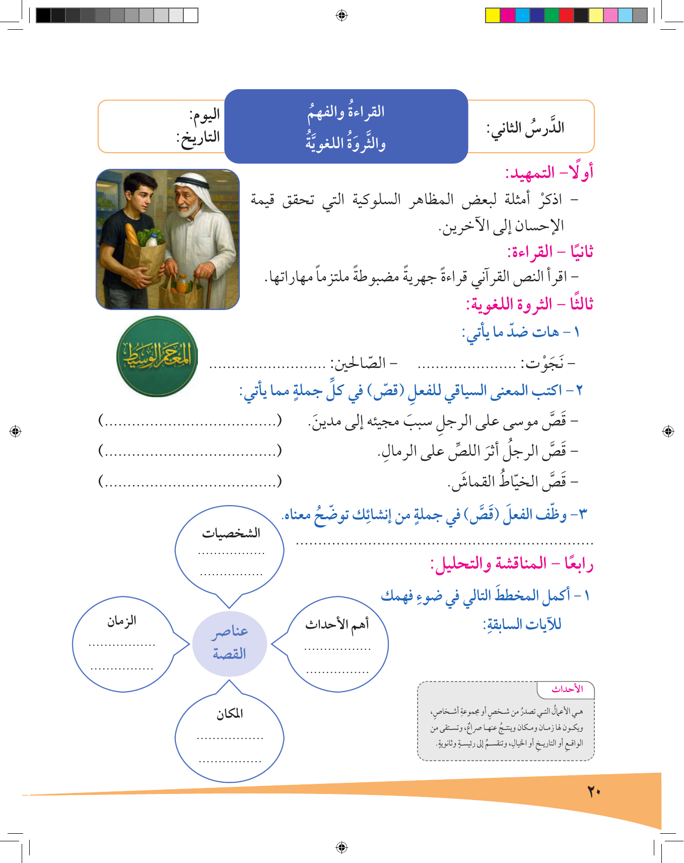 Kuwaiti Arabic Curriculum — Grade 7, Term 1 (لغتي العربية), page 21 — original page scan