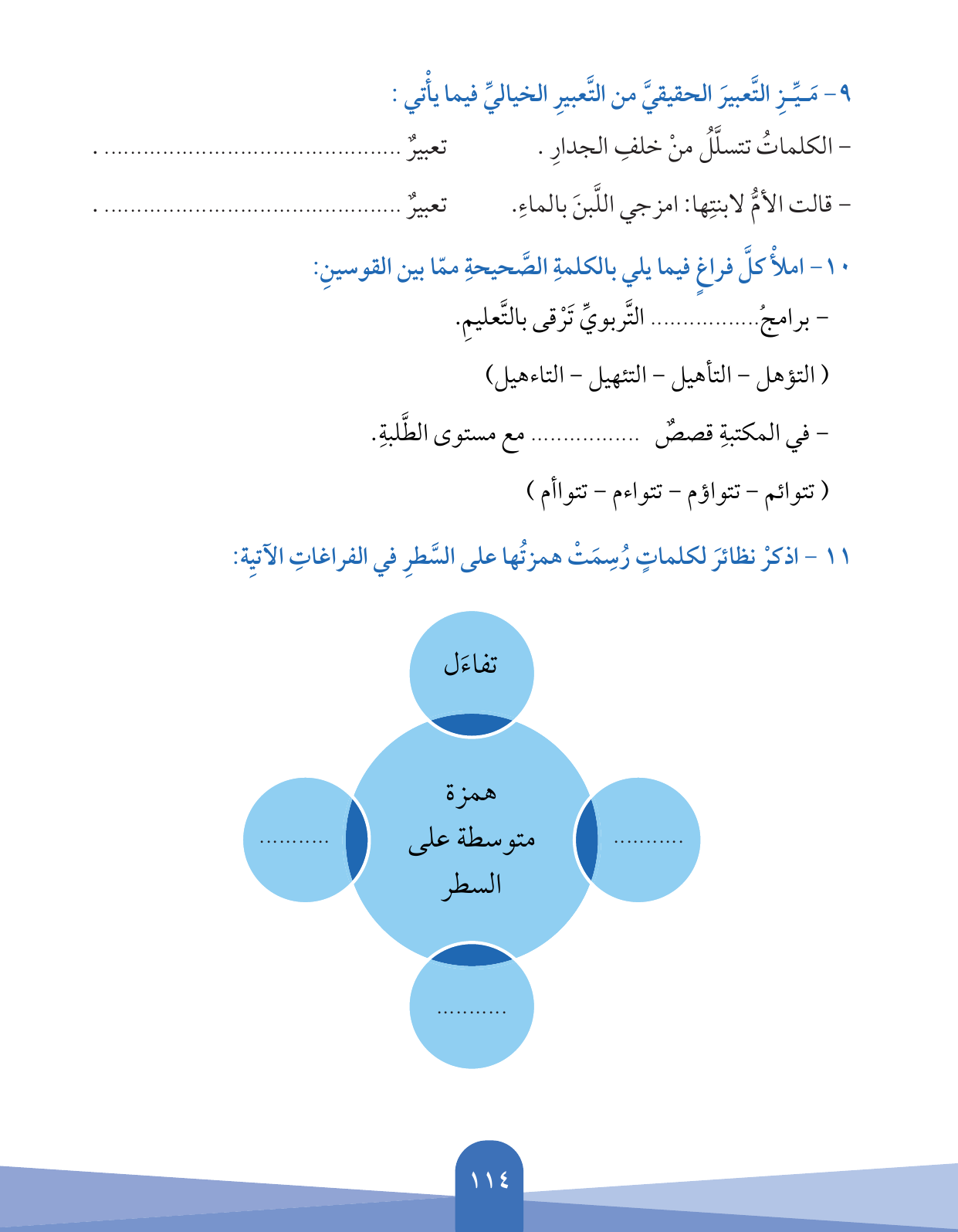 Kuwaiti Arabic Curriculum — Grade 5, Term 1 (لغتي العربية), page 115 — original page scan