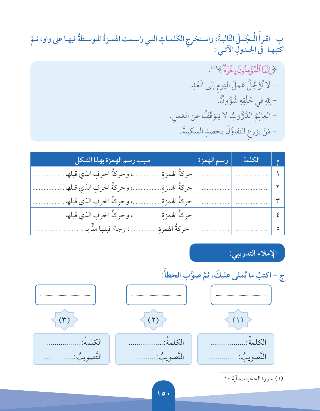 Kuwaiti Arabic Curriculum — Grade 5, Term 1 (لغتي العربية), page 151 — original page scan