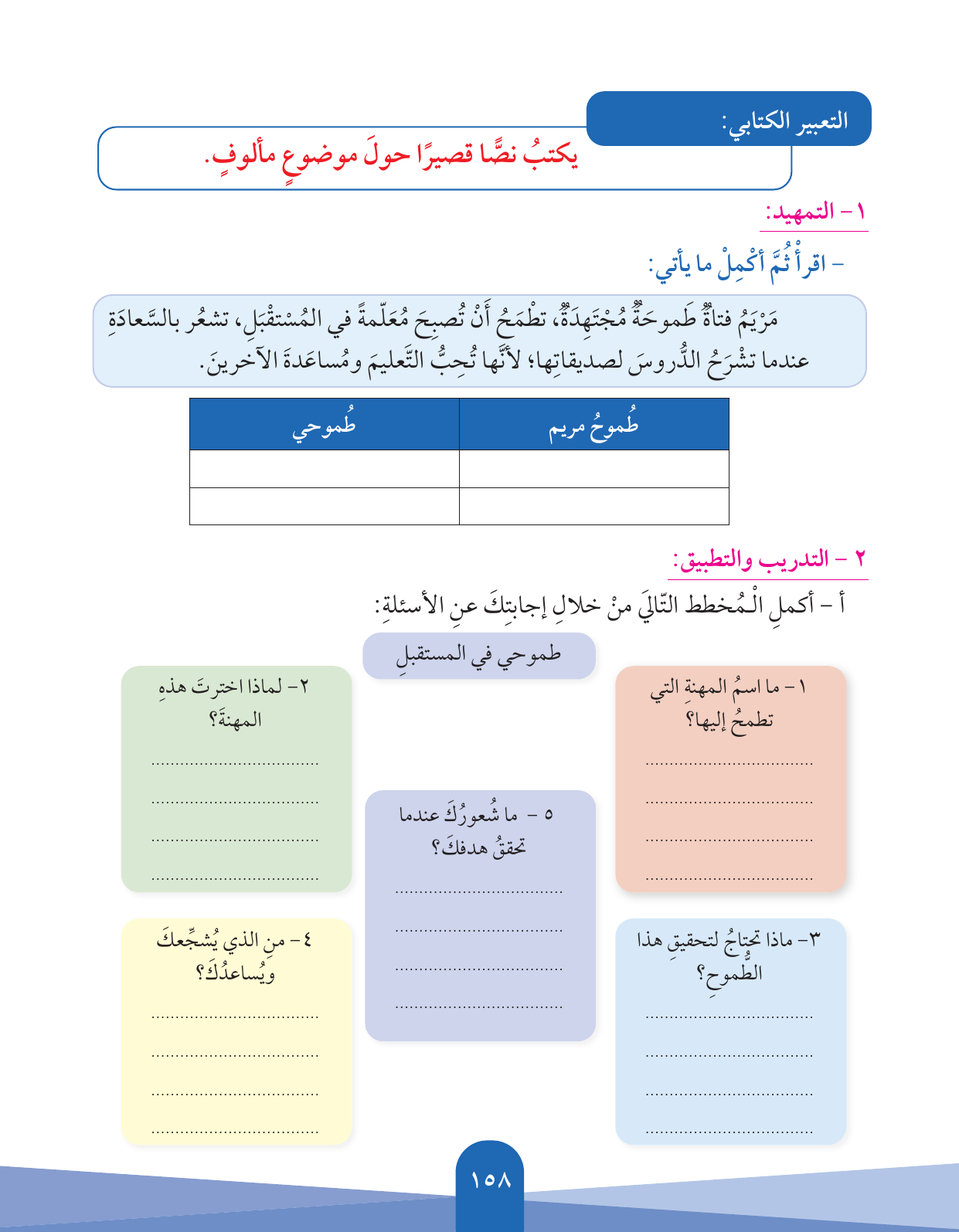Kuwaiti Arabic Curriculum — Grade 5, Term 1 (لغتي العربية), page 159 — original page scan