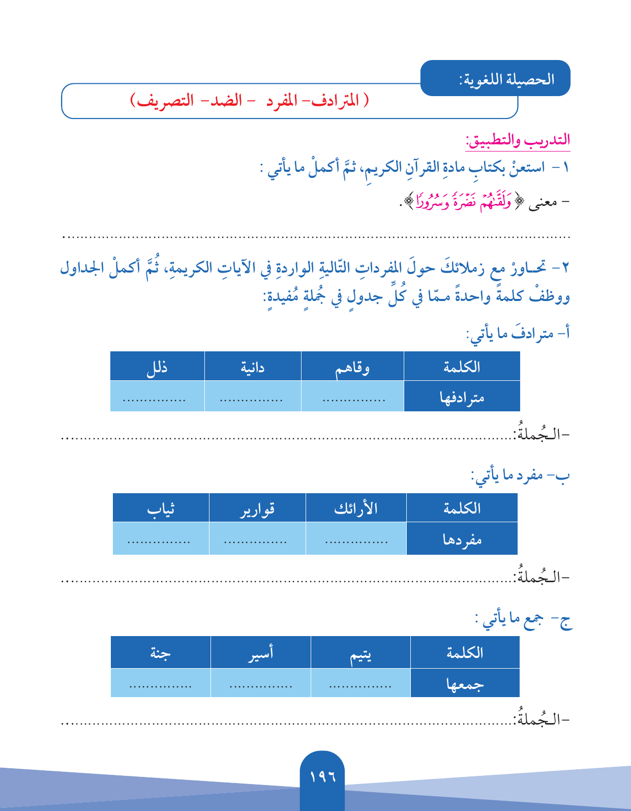 Kuwaiti Arabic Curriculum — Grade 5, Term 1 (لغتي العربية), page 197 — original page scan