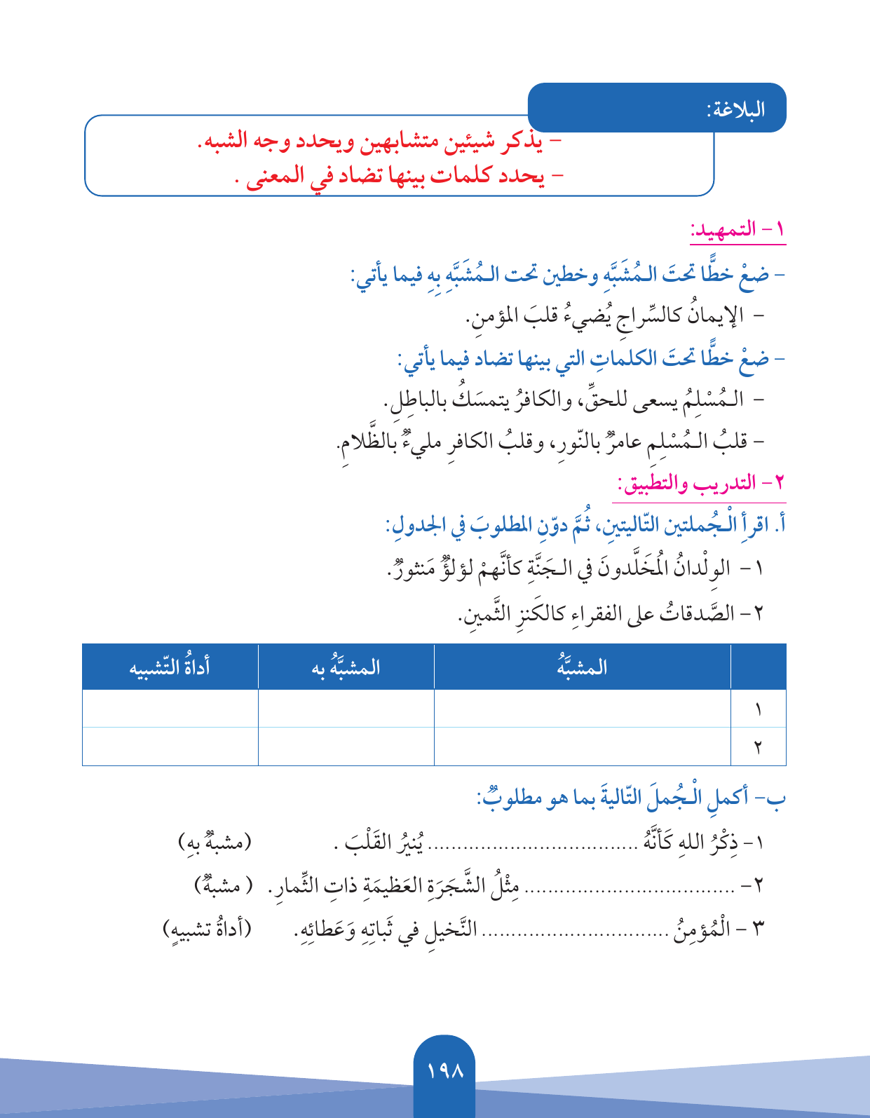 Kuwaiti Arabic Curriculum — Grade 5, Term 1 (لغتي العربية), page 199 — original page scan