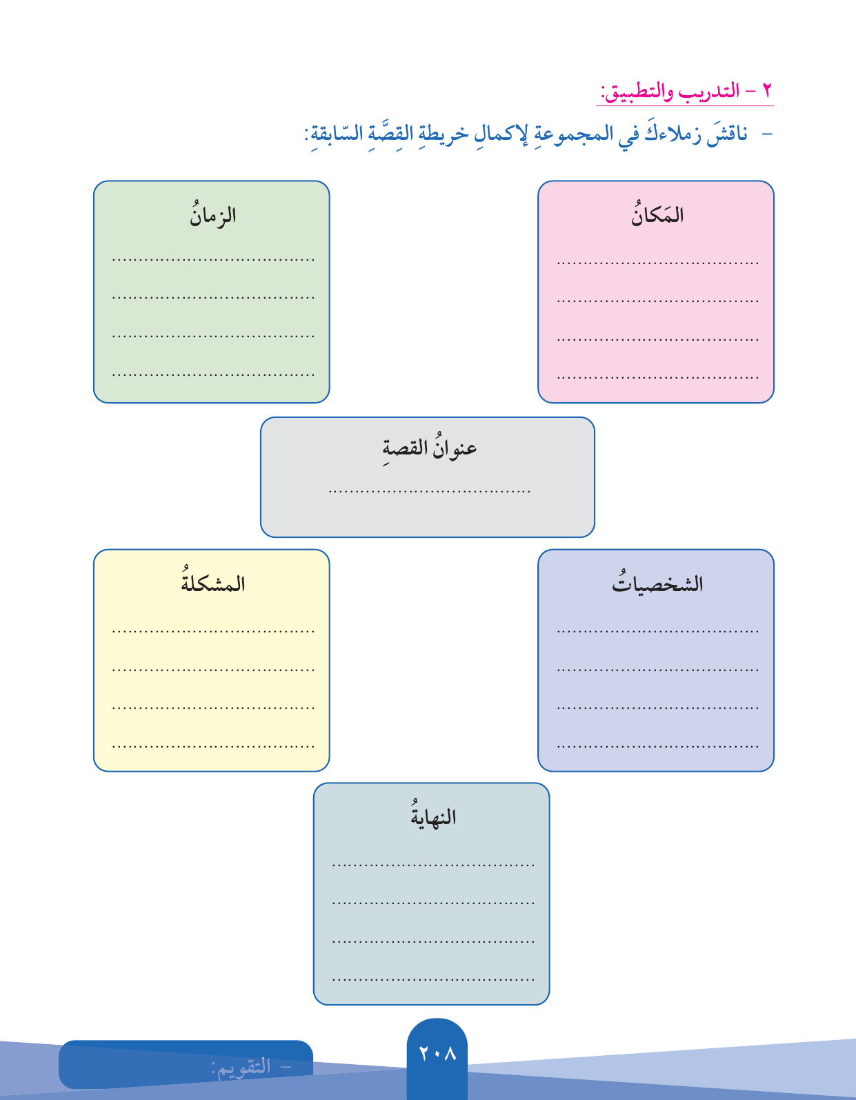 Kuwaiti Arabic Curriculum — Grade 5, Term 1 (لغتي العربية), page 209 — original page scan