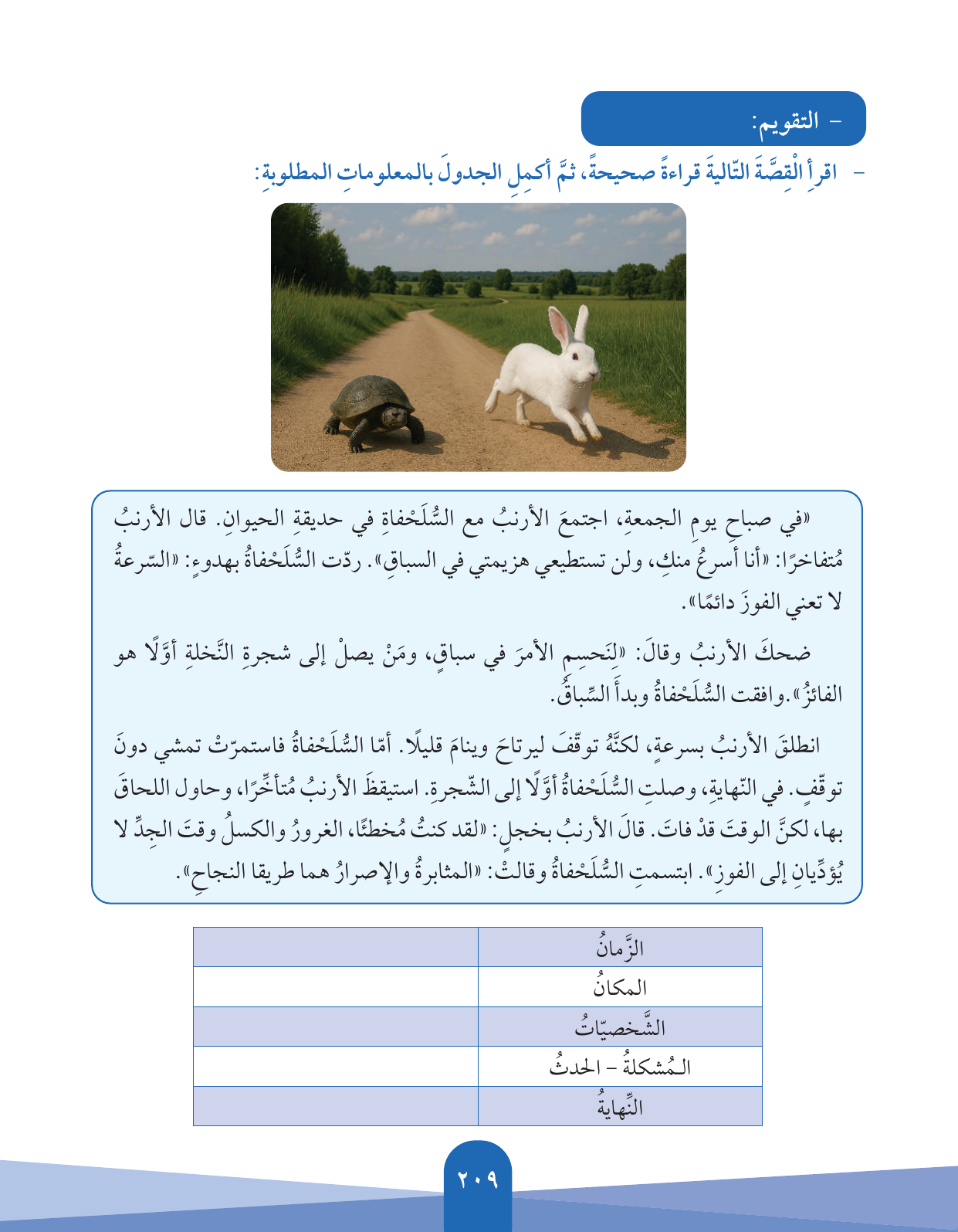 Kuwaiti Arabic Curriculum — Grade 5, Term 1 (لغتي العربية), page 210 — original page scan