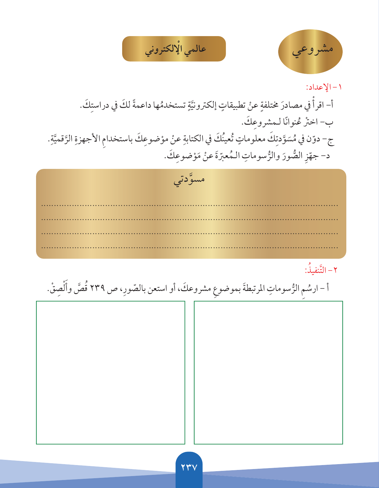 Kuwaiti Arabic Curriculum — Grade 5, Term 1 (لغتي العربية), page 238 — original page scan