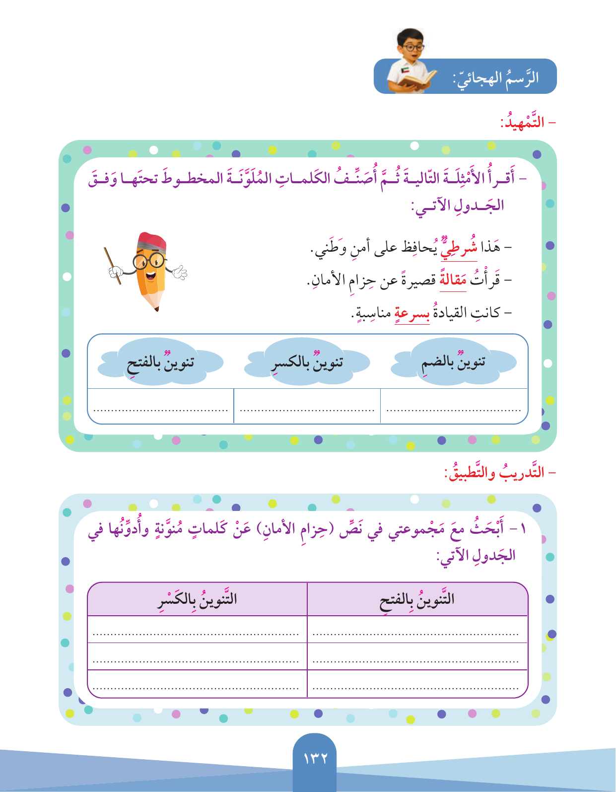 Kuwaiti Arabic Curriculum — Grade 3, Term 1 (لغتي العربية), page 133 — original page scan
