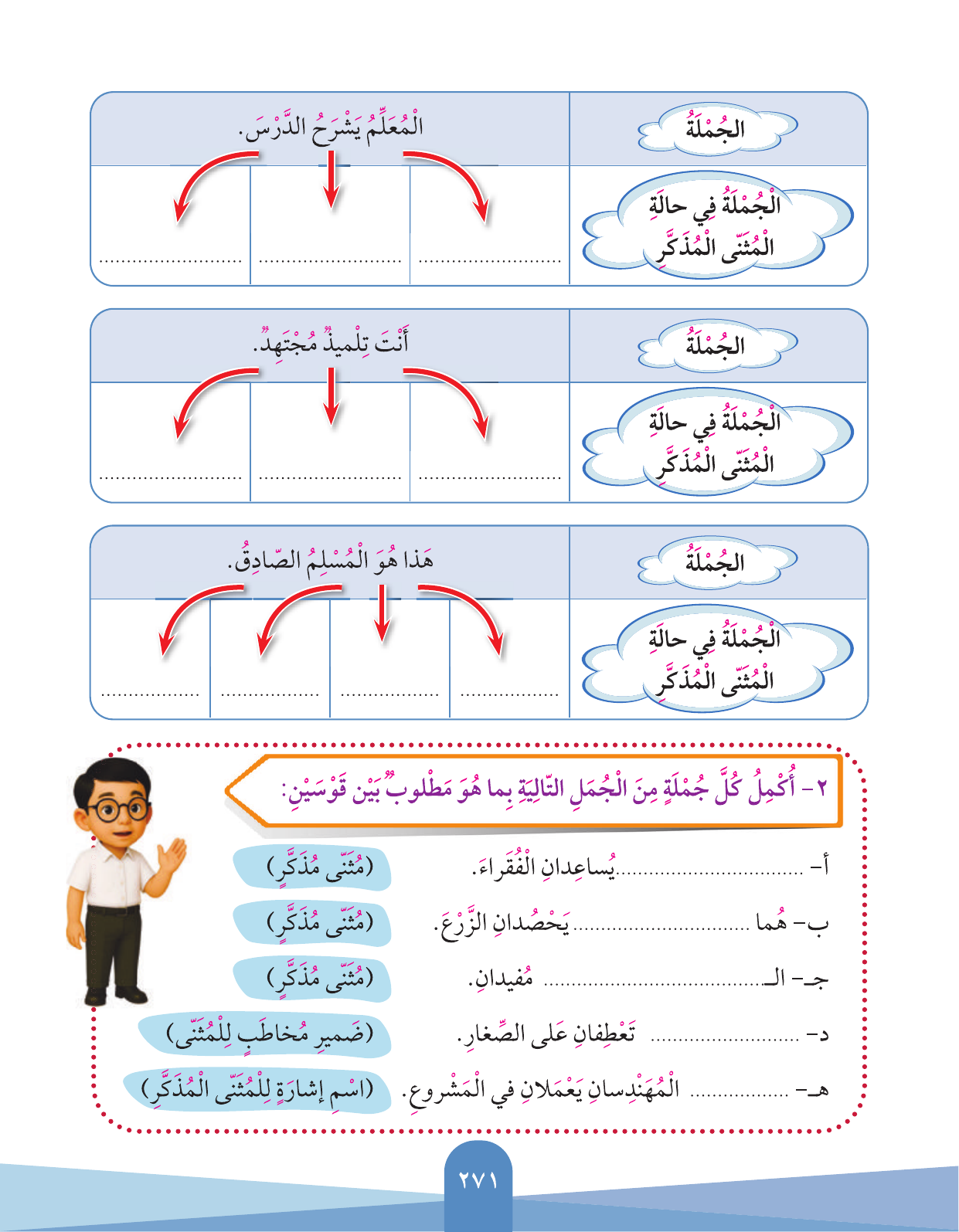 Kuwaiti Arabic Curriculum — Grade 3, Term 1 (لغتي العربية), page 273 — original page scan