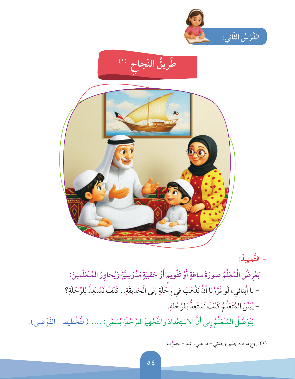 Kuwaiti Arabic Curriculum — Grade 3, Term 1 (لغتي العربية), page 55 — original page scan