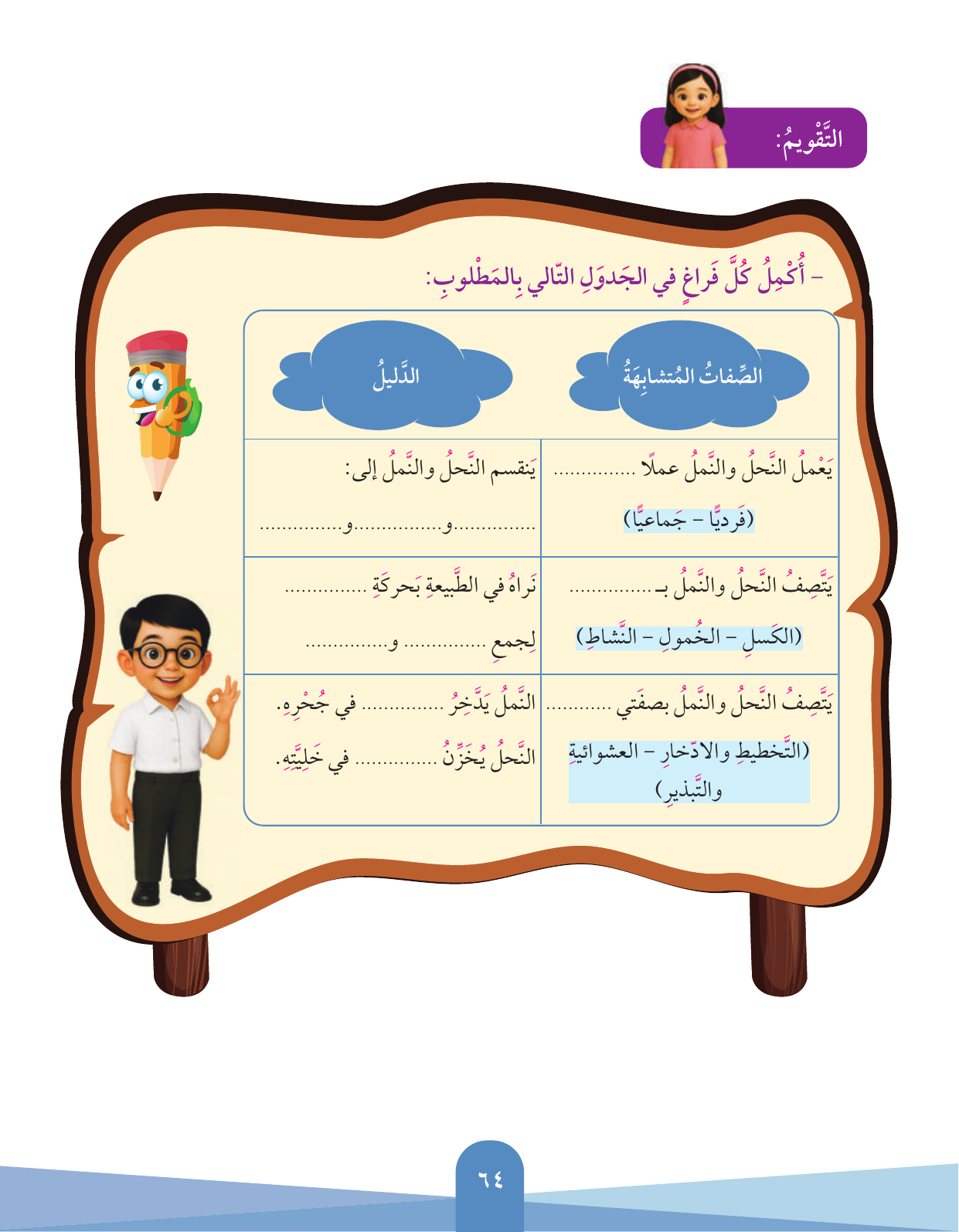 Kuwaiti Arabic Curriculum — Grade 3, Term 1 (لغتي العربية), page 65 — original page scan