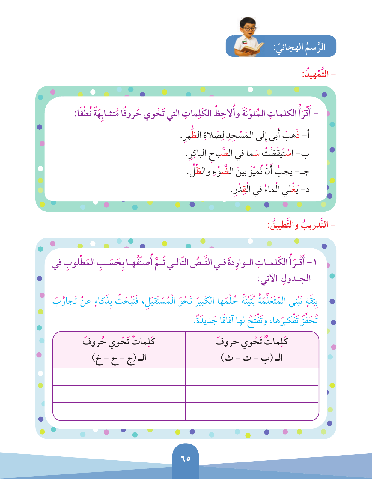 Kuwaiti Arabic Curriculum — Grade 3, Term 1 (لغتي العربية), page 66 — original page scan