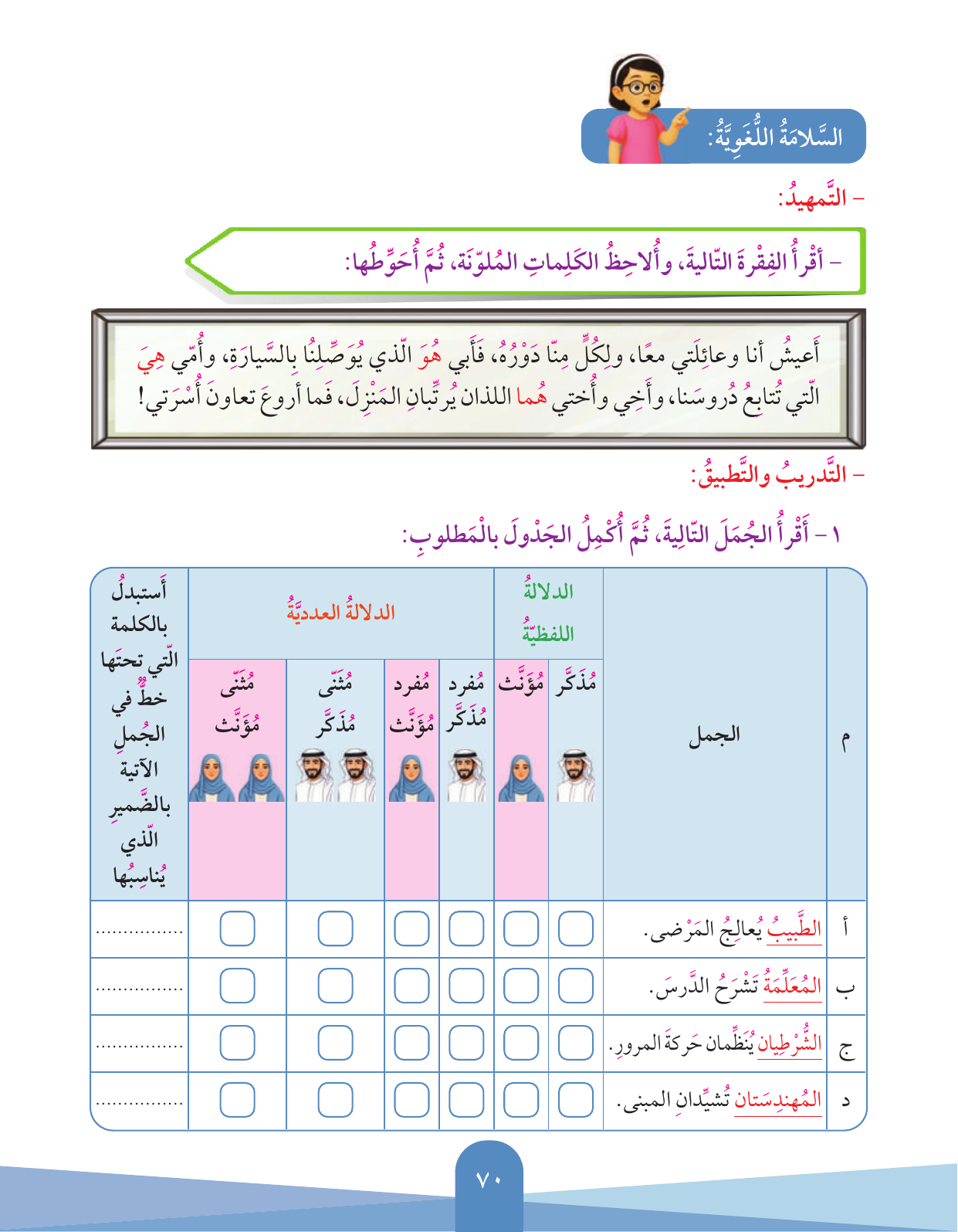Kuwaiti Arabic Curriculum — Grade 3, Term 1 (لغتي العربية), page 71 — original page scan