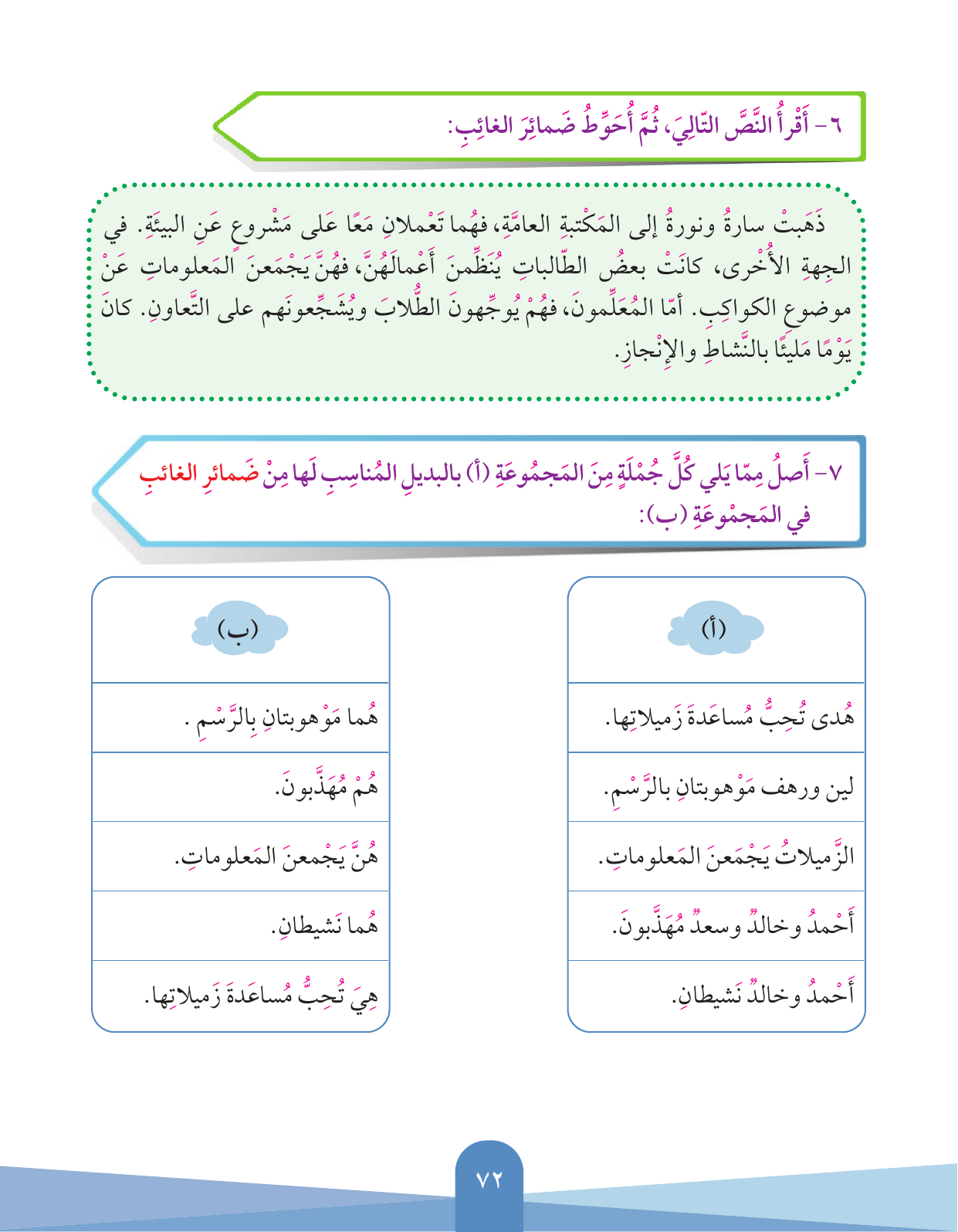 Kuwaiti Arabic Curriculum — Grade 3, Term 1 (لغتي العربية), page 73 — original page scan