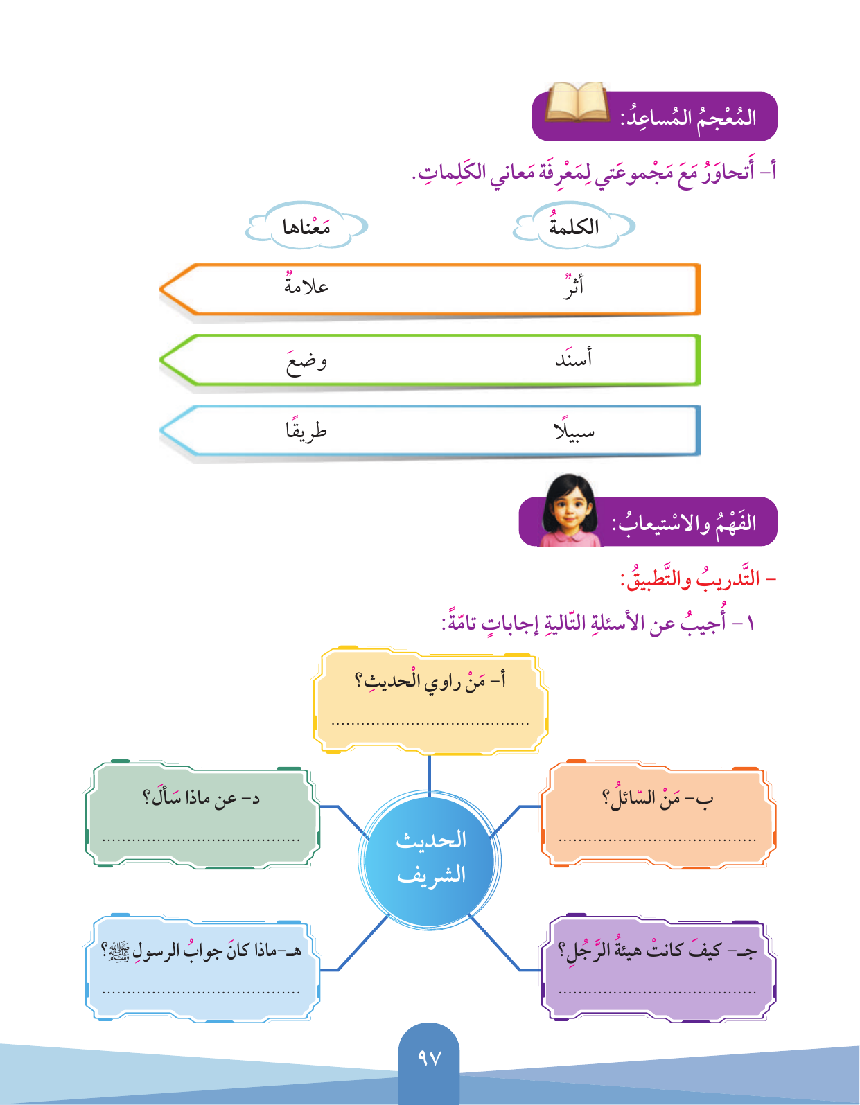 Kuwaiti Arabic Curriculum — Grade 3, Term 1 (لغتي العربية), page 98 — original page scan