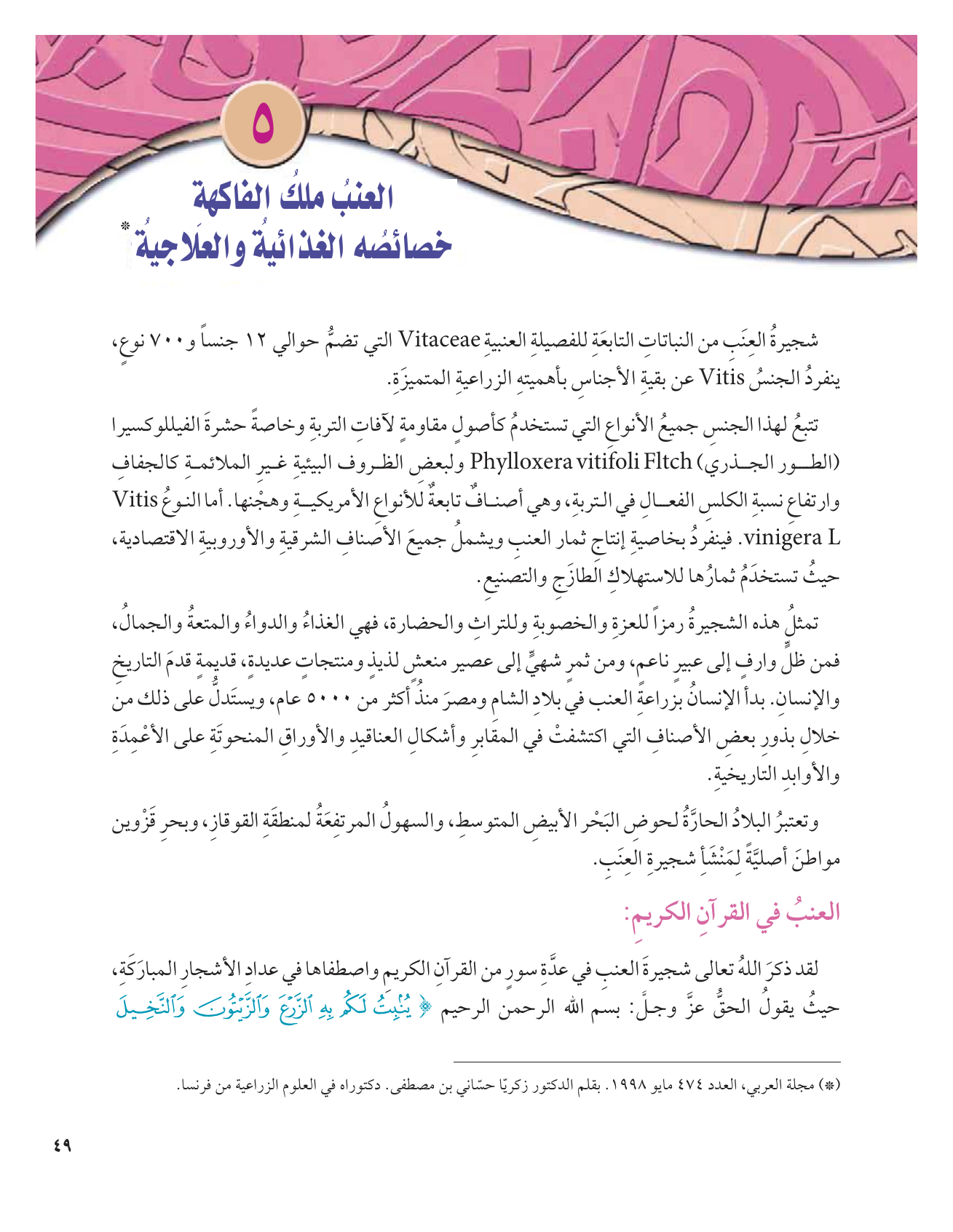 Kuwaiti Arabic Curriculum — Grade 12, Term 1 (لغتي العربية), page 54 — original page scan