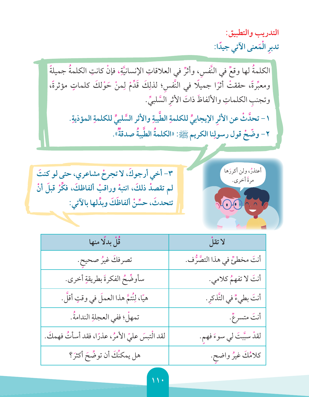 Kuwaiti Arabic Curriculum — Grade 4, Term 1 (لغتي العربية), page 111 — original page scan