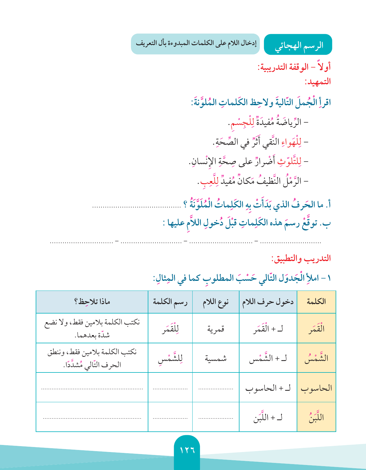 Kuwaiti Arabic Curriculum — Grade 4, Term 1 (لغتي العربية), page 127 — original page scan