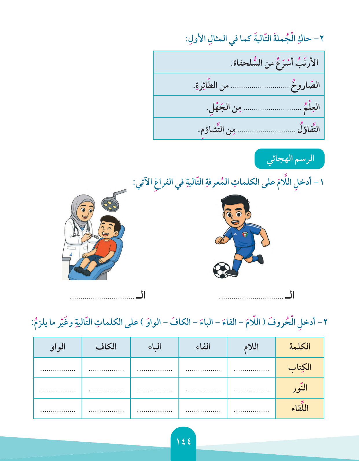 Kuwaiti Arabic Curriculum — Grade 4, Term 1 (لغتي العربية), page 145 — original page scan
