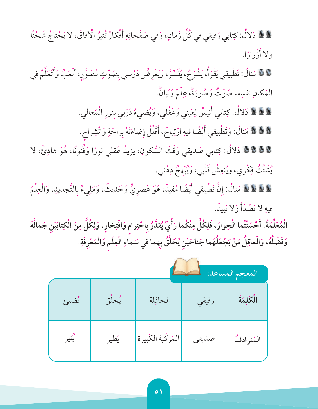 Kuwaiti Arabic Curriculum — Grade 4, Term 1 (لغتي العربية), page 52 — original page scan