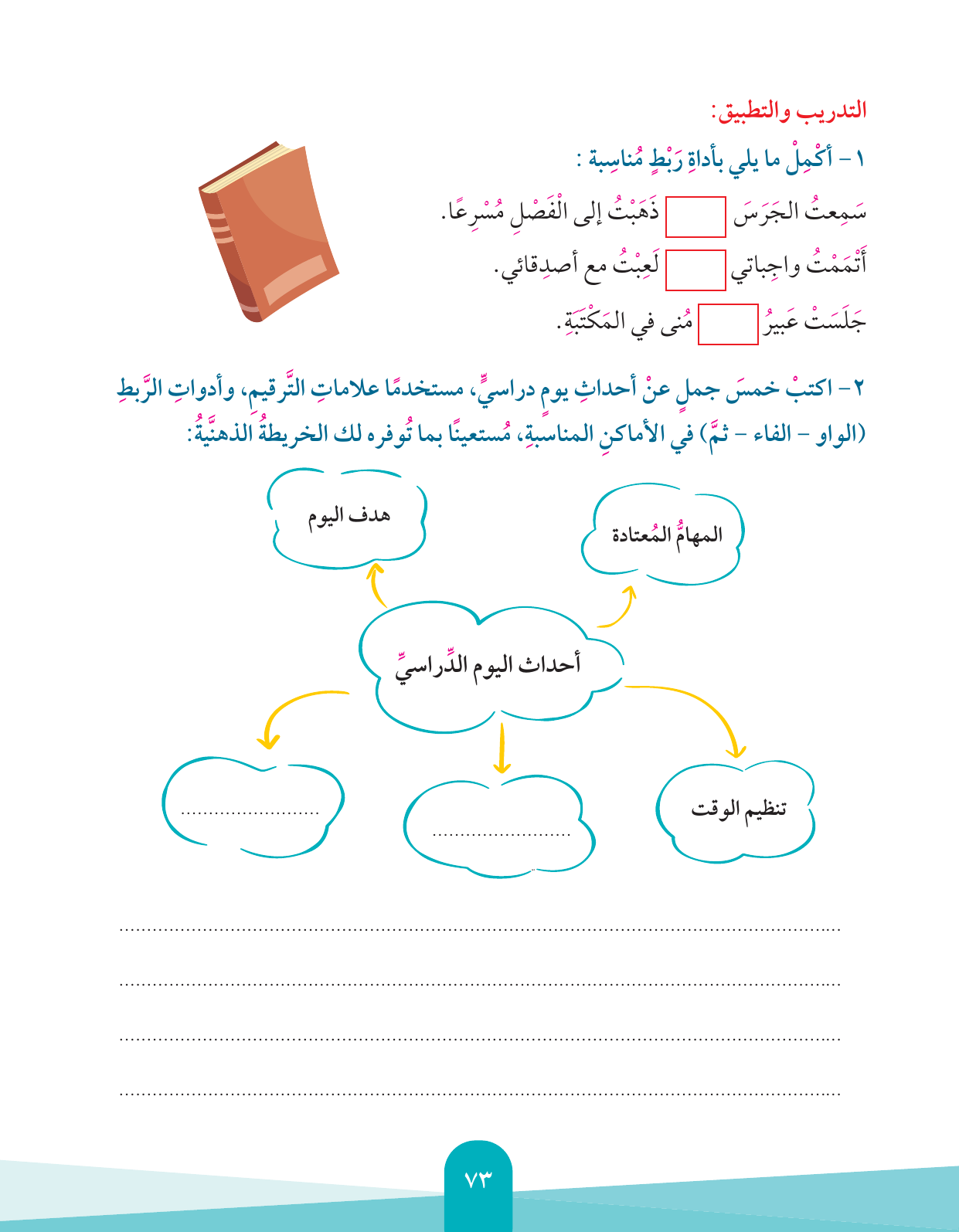 Kuwaiti Arabic Curriculum — Grade 4, Term 1 (لغتي العربية), page 74 — original page scan