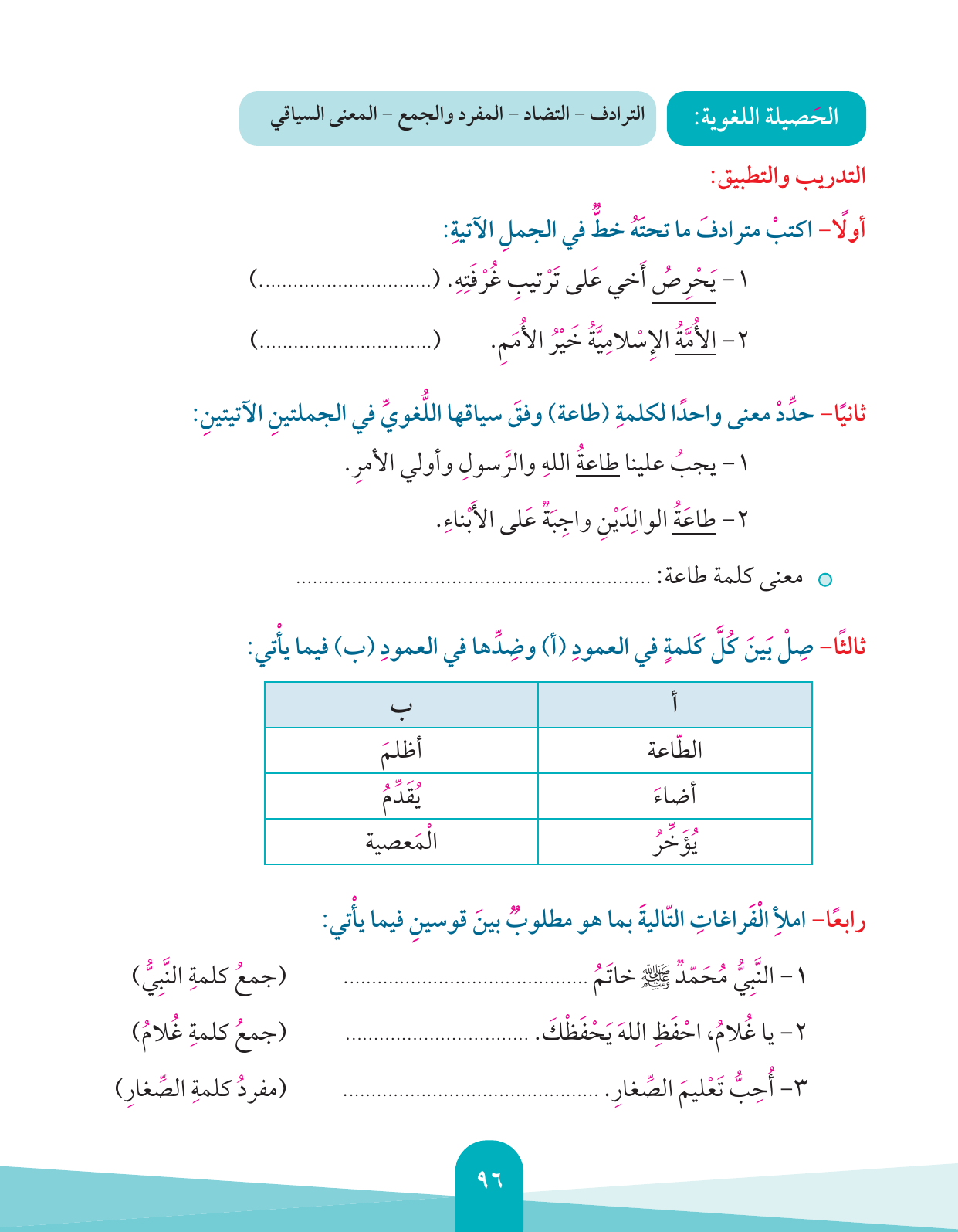 Kuwaiti Arabic Curriculum — Grade 4, Term 1 (لغتي العربية), page 97 — original page scan