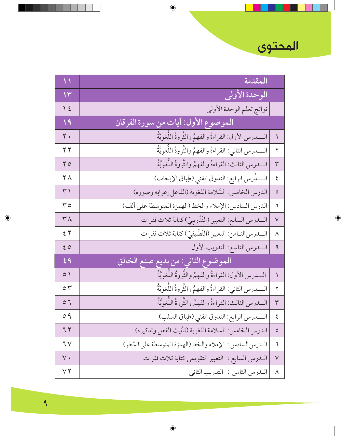Kuwaiti Arabic Curriculum — Grade 8, Term 1 (لغتي العربية), page 10 — original page scan