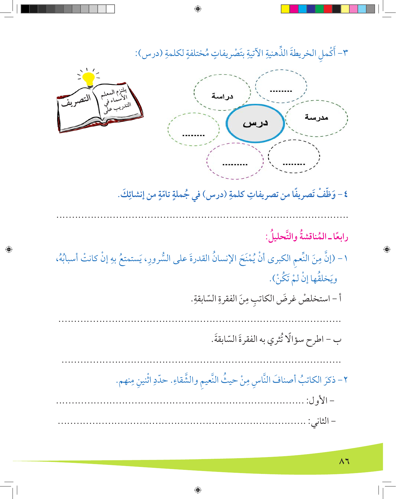 Kuwaiti Arabic Curriculum — Grade 8, Term 1 (لغتي العربية), page 87 — original page scan